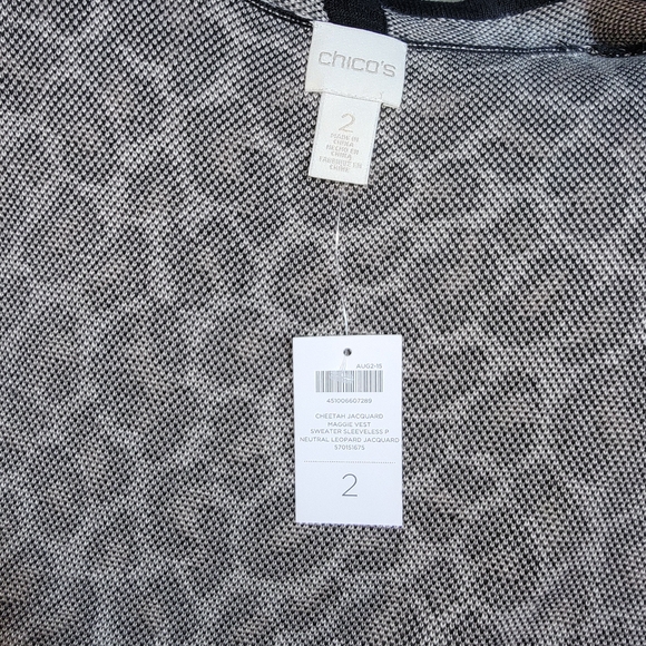 Chico's Maggie Jacquard Cheetah-Print Vest Size 2 - Picture 5 of 7